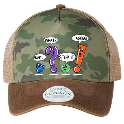 Wait What Stop It I Agree Funny Grammar Punctuation Legacy Tie Dye Trucker Hat