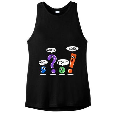 Wait What Stop It I Agree Funny Grammar Punctuation Ladies PosiCharge Tri-Blend Wicking Tank