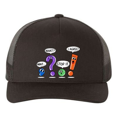 Wait What Stop It I Agree Funny Grammar Punctuation Yupoong Adult 5-Panel Trucker Hat