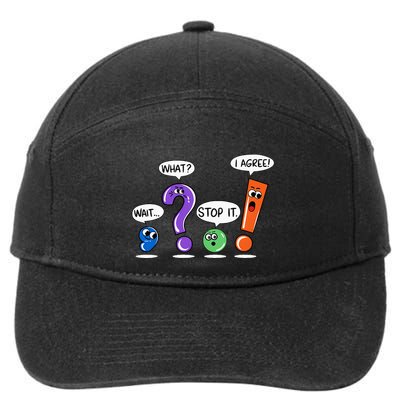 Wait What Stop It I Agree Funny Grammar Punctuation 7-Panel Snapback Hat