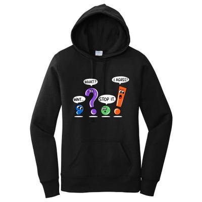 Wait What Stop It I Agree Funny Grammar Punctuation Women's Pullover Hoodie