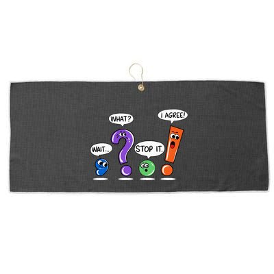 Wait What Stop It I Agree Funny Grammar Punctuation Large Microfiber Waffle Golf Towel