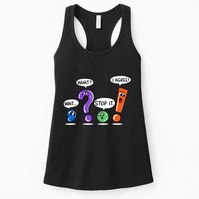 Wait What Stop It I Agree Funny Grammar Punctuation Womens Tank Top