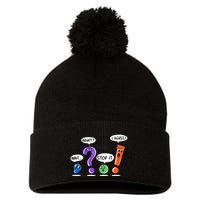 Wait What Stop It I Agree Funny Grammar Punctuation Pom Pom 12in Knit Beanie