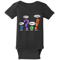 Wait What Stop It I Agree Funny Grammar Punctuation Baby Bodysuit