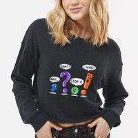 Wait What Stop It I Agree Funny Grammar Punctuation Cropped Pullover Crew