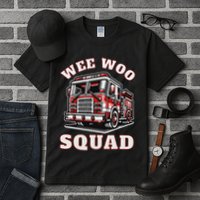 Wee Woo Squad Fire Truck Funny Firefighter Family Tall T-Shirt