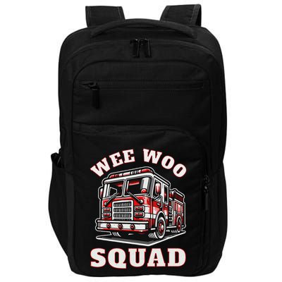 Wee Woo Squad Fire Truck Funny Firefighter Family Impact Tech Backpack