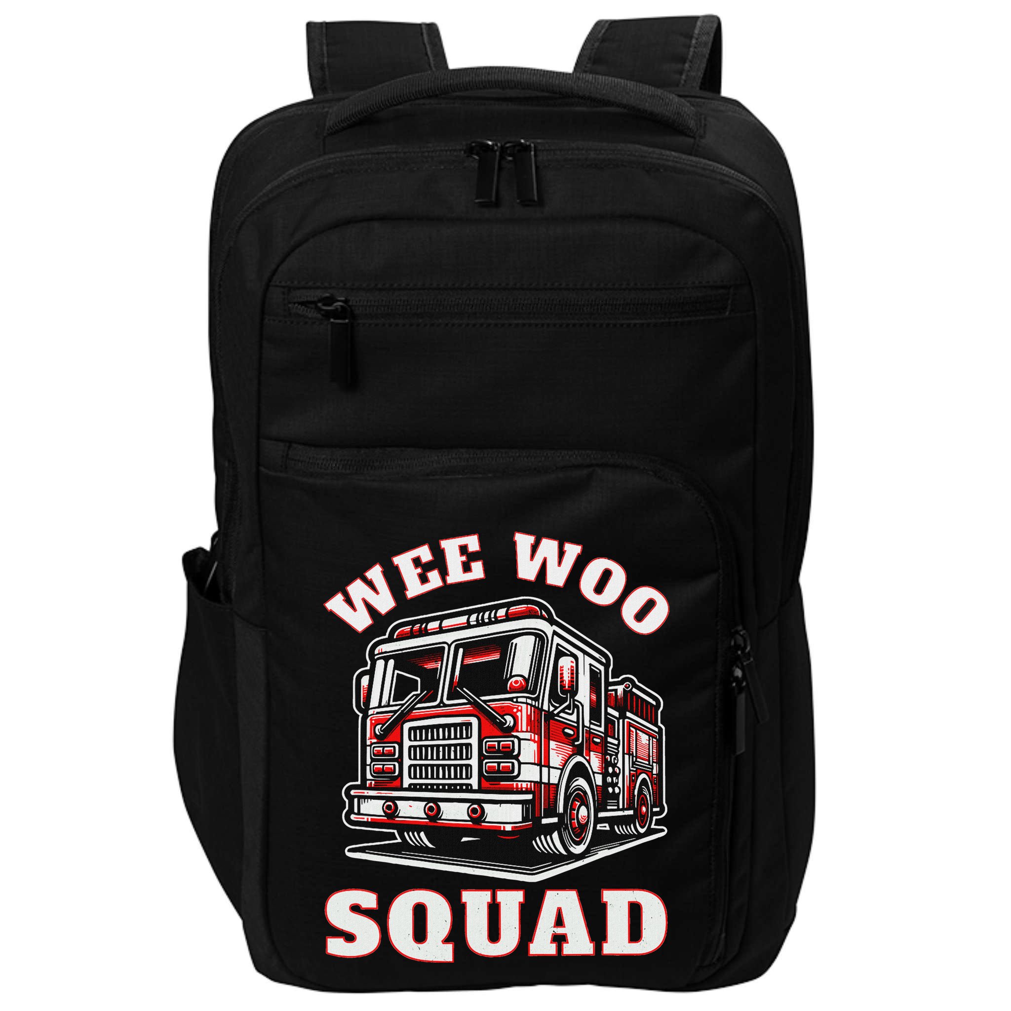 Wee Woo Squad Fire Truck Funny Firefighter Family Impact Tech Backpack