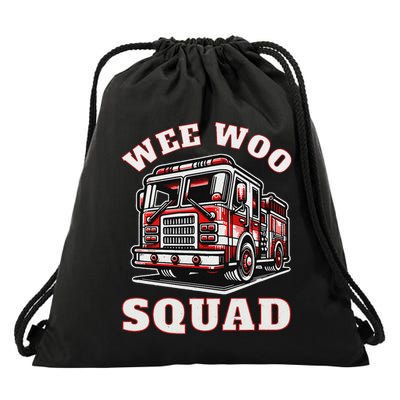 Wee Woo Squad Fire Truck Funny Firefighter Family Drawstring Bag