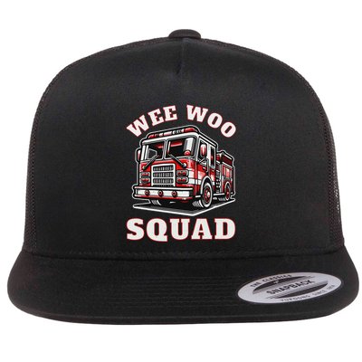 Wee Woo Squad Fire Truck Funny Firefighter Family Flatbill Hat