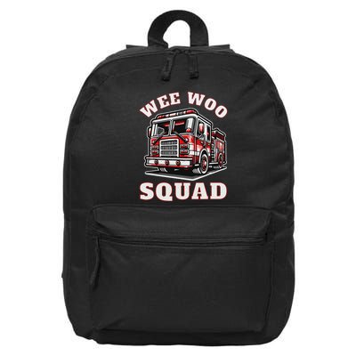 Wee Woo Squad Fire Truck Funny Firefighter Family 16 in Basic Backpack