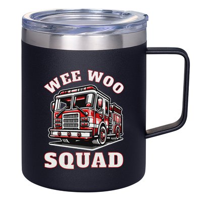 Wee Woo Squad Fire Truck Funny Firefighter Family 12oz Stainless Steel Coffee Mug