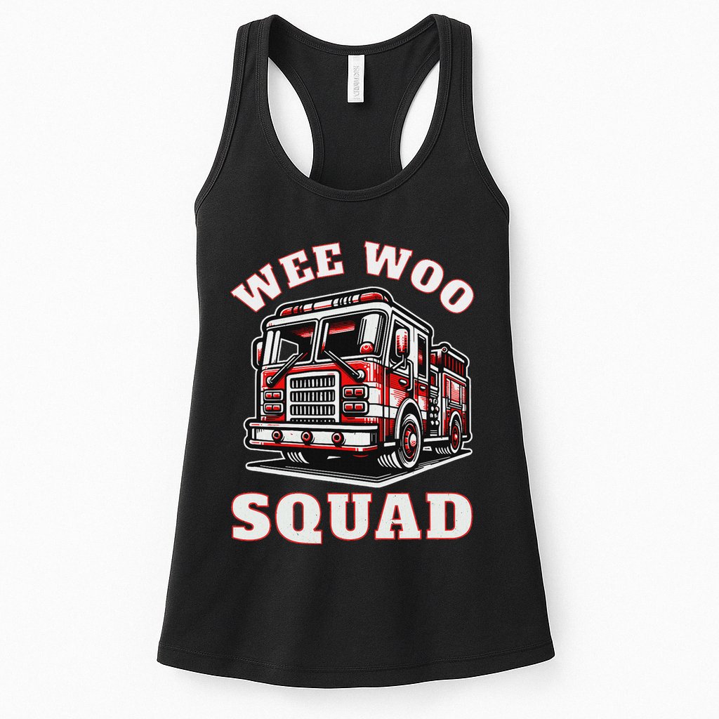 Wee Woo Squad Fire Truck Funny Firefighter Family Womens Tank Top