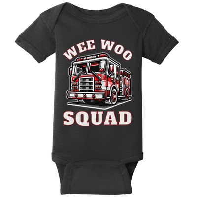 Wee Woo Squad Fire Truck Funny Firefighter Family Baby Bodysuit