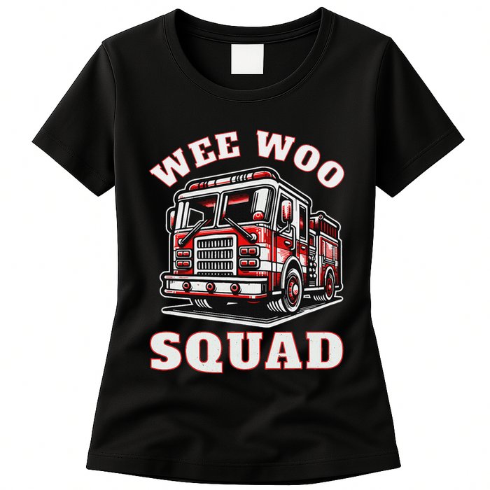 Wee Woo Squad Fire Truck Funny Firefighter Family Womens T-Shirt