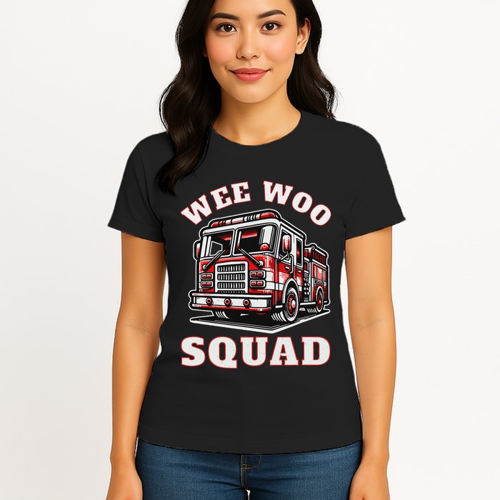 Wee Woo Squad Fire Truck Funny Firefighter Family Womens T-Shirt