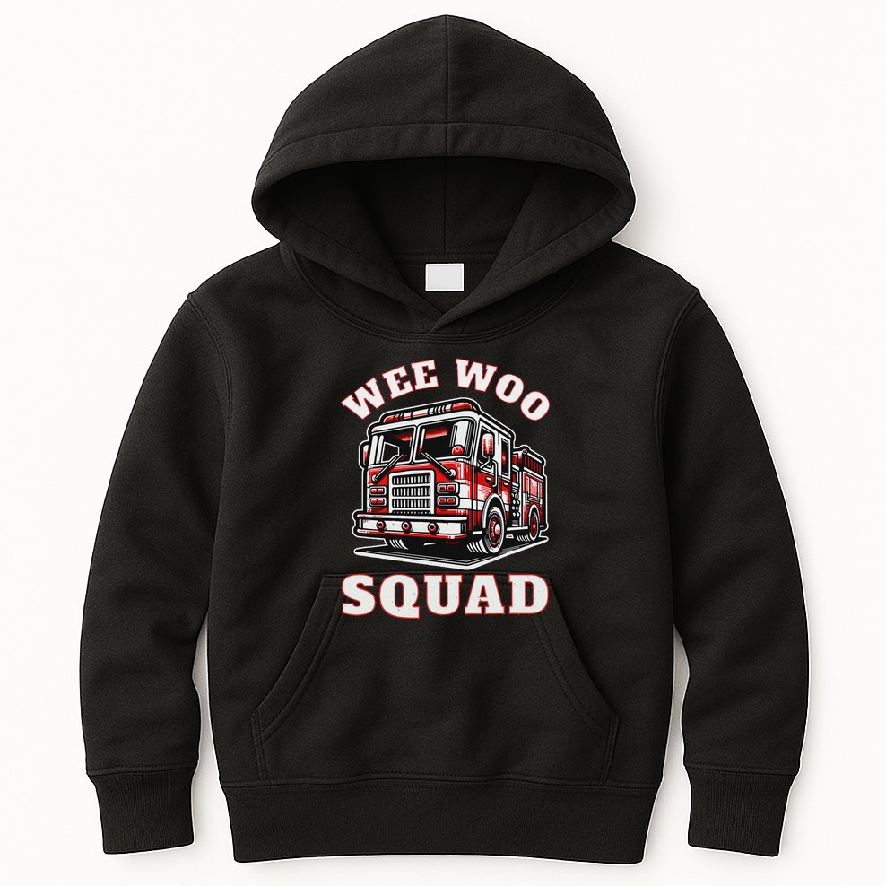 Wee Woo Squad Fire Truck Funny Firefighter Family Kids Hoodie