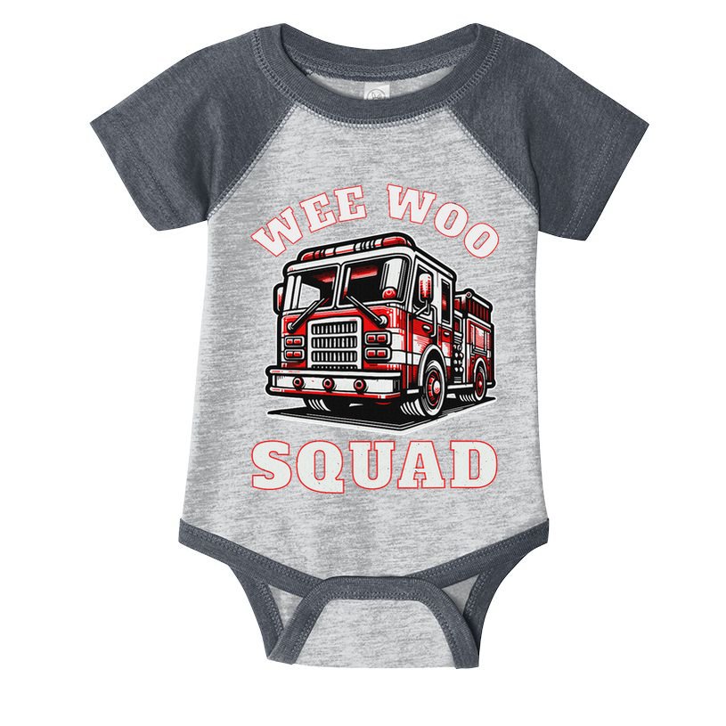 Wee Woo Squad Fire Truck Funny Firefighter Family Infant Baby Jersey Bodysuit