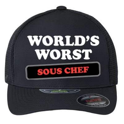 Worlds Worst Sous Chef Gift Flexfit Unipanel Trucker Cap