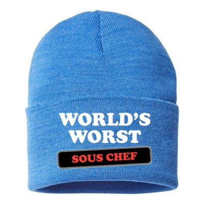 Worlds Worst Sous Chef Gift Sustainable Knit Beanie