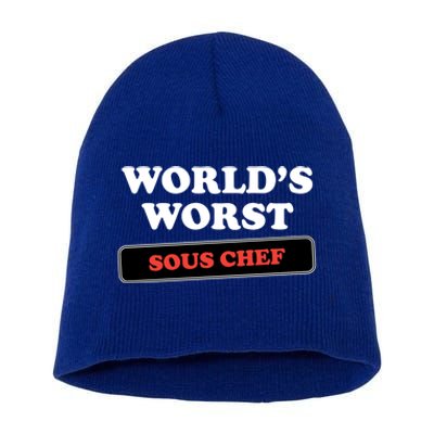 Worlds Worst Sous Chef Gift Short Acrylic Beanie