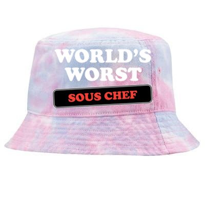 Worlds Worst Sous Chef Gift Tie-Dyed Bucket Hat