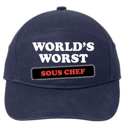 Worlds Worst Sous Chef Gift 7-Panel Snapback Hat