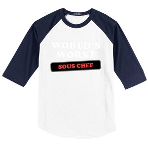 Worlds Worst Sous Chef Gift Baseball Sleeve Shirt