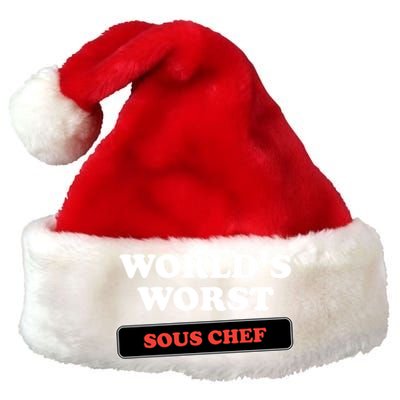 Worlds Worst Sous Chef Gift Premium Christmas Santa Hat