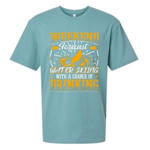 Weekendforecast Water Skiing Meaningful Gift Sueded Cloud Jersey T-Shirt