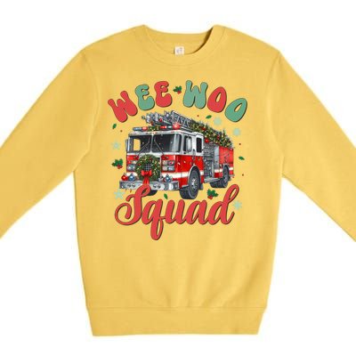 Wee Woo Squad Fire Truck Firefighter Christmas Premium Crewneck Sweatshirt