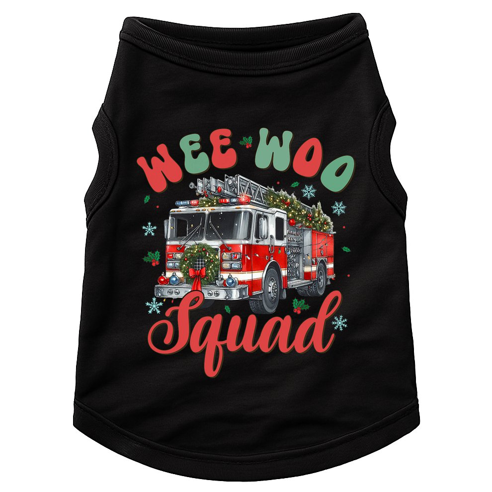 Wee Woo Squad Fire Truck Firefighter Christmas Doggie Tank