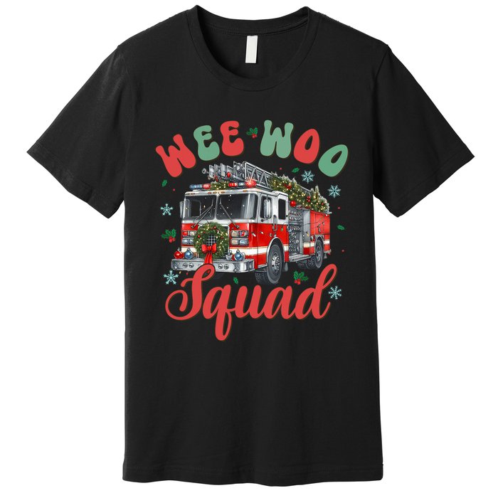 Wee Woo Squad Fire Truck Firefighter Christmas Premium T-Shirt