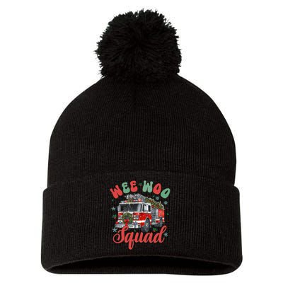 Wee Woo Squad Fire Truck Firefighter Christmas Pom Pom 12in Knit Beanie