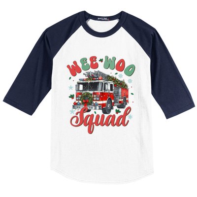 Wee Woo Squad Fire Truck Firefighter Christmas Baseball Sleeve Shirt