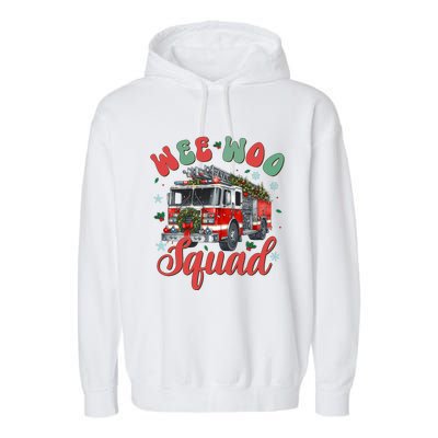 Wee Woo Squad Fire Truck Firefighter Christmas Garment-Dyed Fleece Hoodie