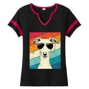 Whippet With Sunglasses Dog Lovers Ladies Halftime Notch Neck Tee