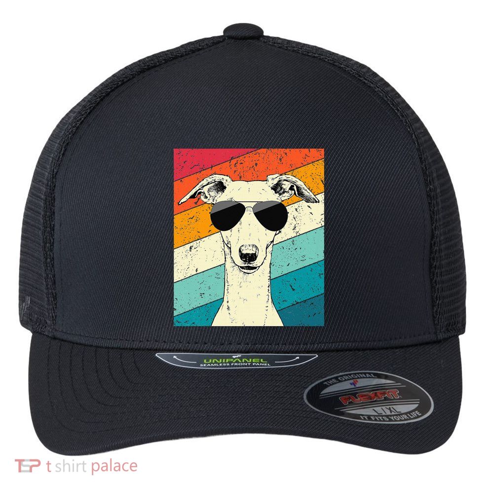 Whippet With Sunglasses Dog Lovers Flexfit Unipanel Trucker Cap