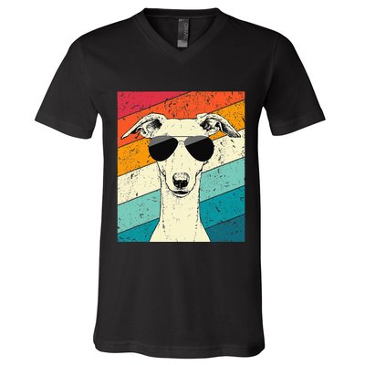 Whippet With Sunglasses Dog Lovers V-Neck T-Shirt