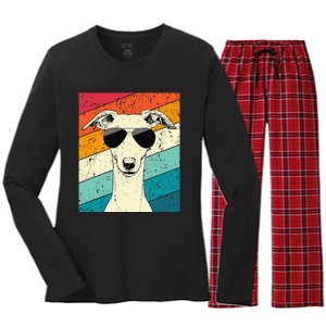 Whippet With Sunglasses Dog Lovers Women's Long Sleeve Flannel Pajama Set 