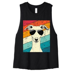 Whippet With Sunglasses Dog Lovers Women's Racerback Cropped Tank