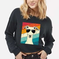 Whippet With Sunglasses Dog Lovers Cropped Pullover Crew
