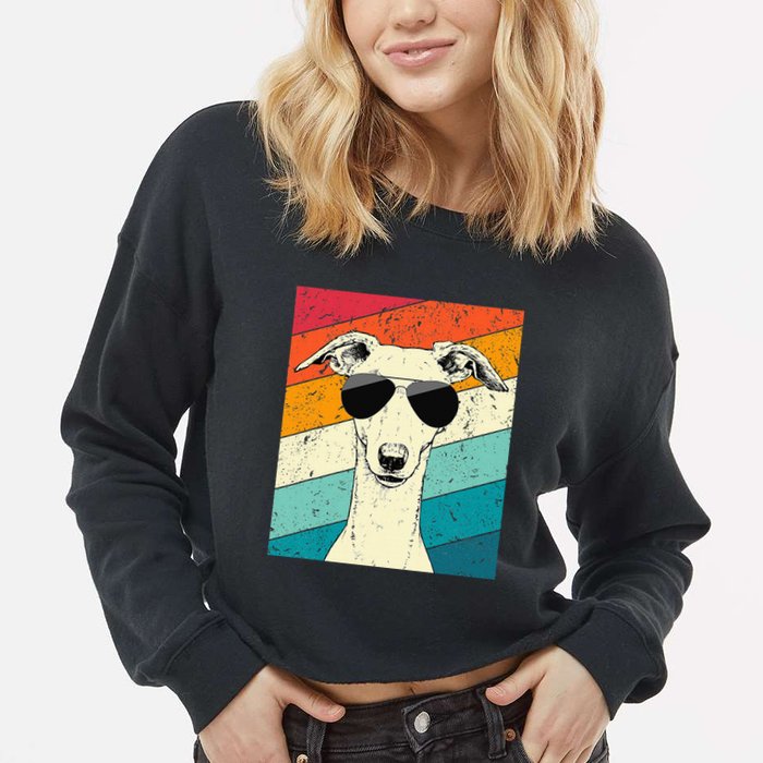 Whippet With Sunglasses Dog Lovers Cropped Pullover Crew