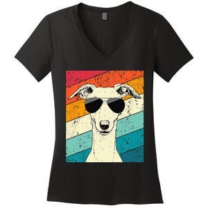 Whippet With Sunglasses Dog Lovers Women's V-Neck T-Shirt