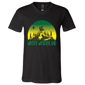 Winter Wonderland Scene V-Neck T-Shirt