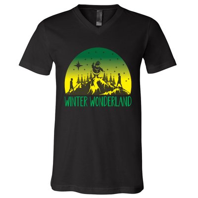 Winter Wonderland Scene V-Neck T-Shirt