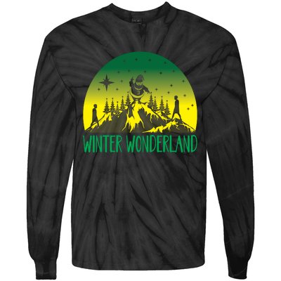 Winter Wonderland Scene Tie-Dye Long Sleeve Shirt