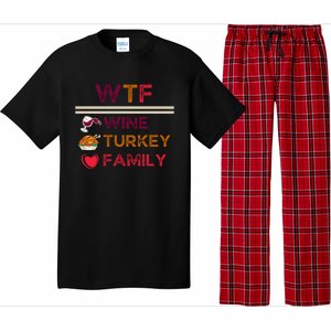 Wtf Wine Turkey Family Thanksgiving Pajama Set