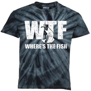 Wtf Wheres The Fish Funny Fishing Gifts Fathers Day Kids Tie-Dye T-Shirt